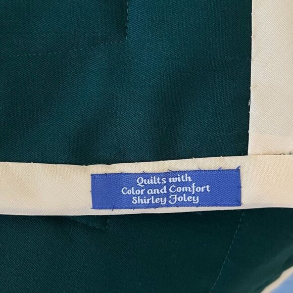 Handmade Green and White Patchwork Quilt Throw Geometric Pattern 38" x 54" - Picture 13 of 16